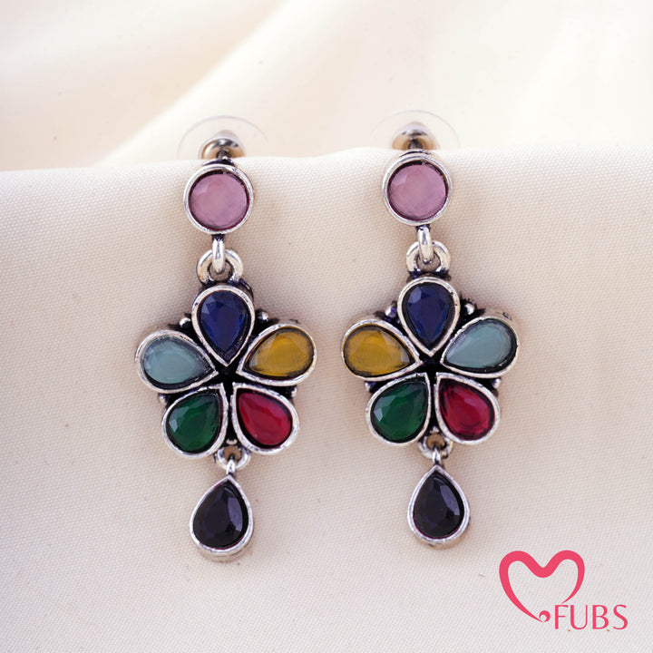 Handcrafted Vintage Floral Stone Drop Earrings