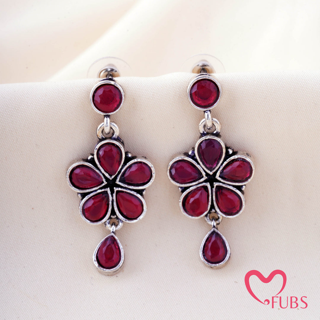 Handcrafted Vintage Floral Stone Drop Earrings