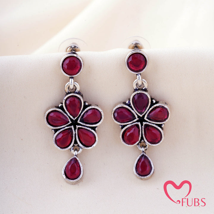 Handcrafted Vintage Floral Stone Drop Earrings