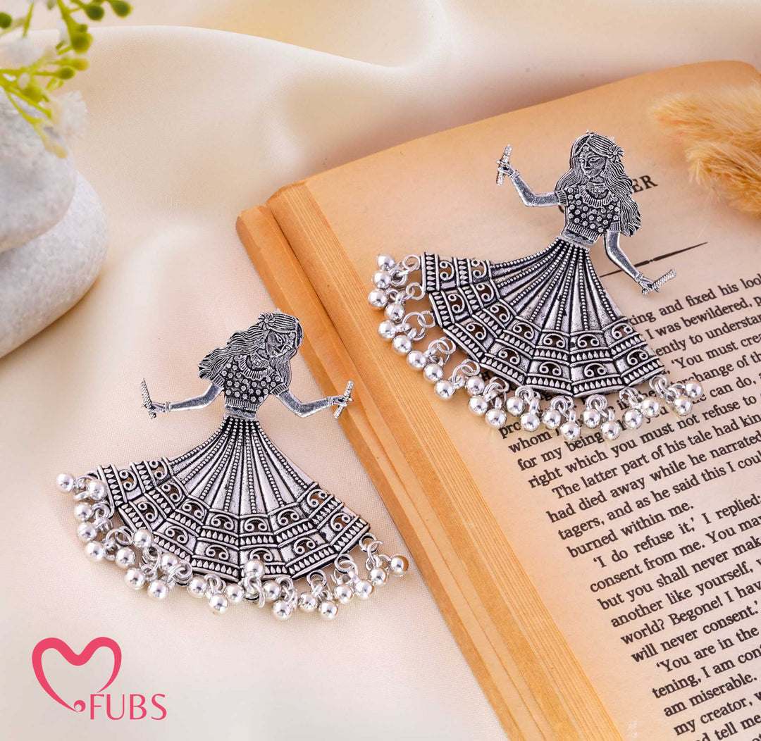 Oxidised Dandiya Dancer Ghungroo Traditional Earrings