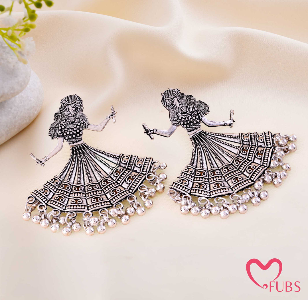 Oxidised Dandiya Dancer Ghungroo Traditional Earrings