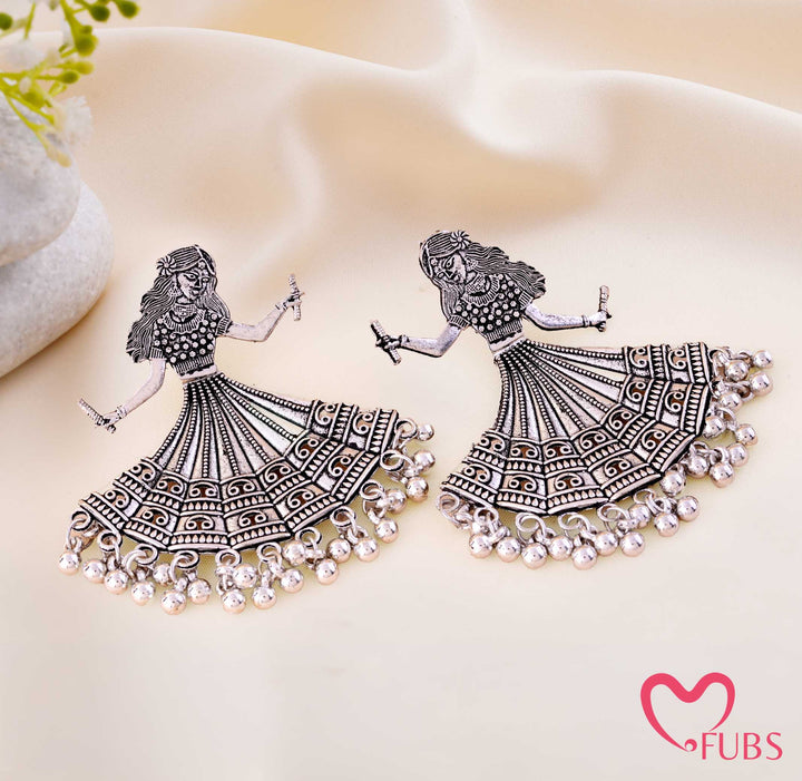 Oxidised Dandiya Dancer Ghungroo Traditional Earrings