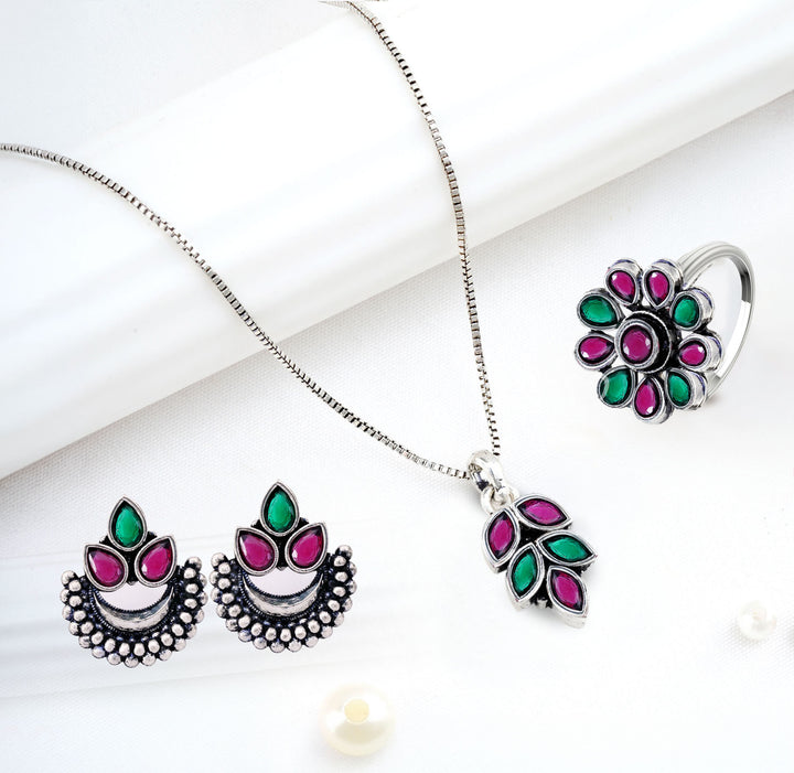 Exclusive Jewelry Box of 3 Matching Sets - Earrings, Necklace and Rings