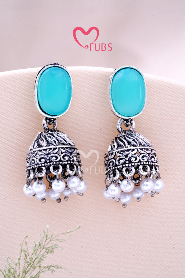 Stellar Pearl Radiance Oxidized Jhumkas