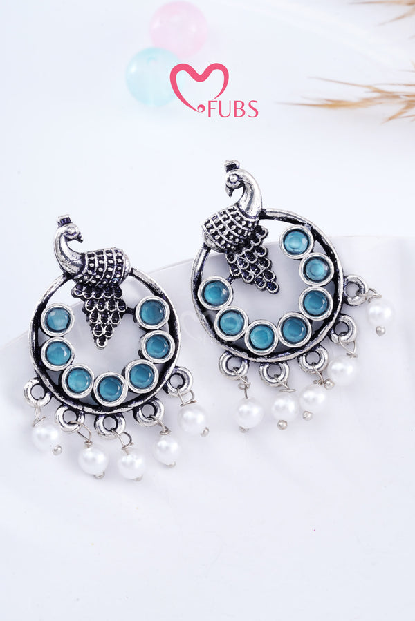 Light Blue Peacock Stone Radiance Earrings