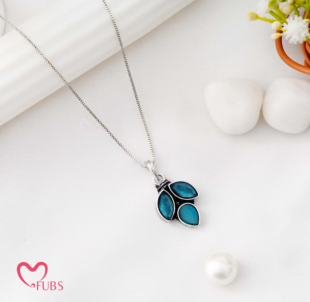 Oxidised Necklace with Teardrop Gemstone Cluster