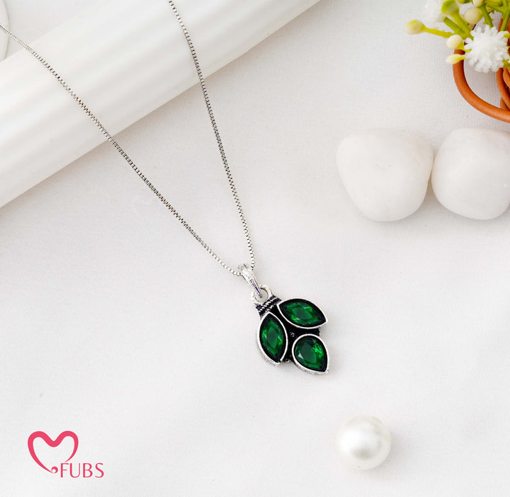 Oxidised Necklace with Teardrop Gemstone Cluster