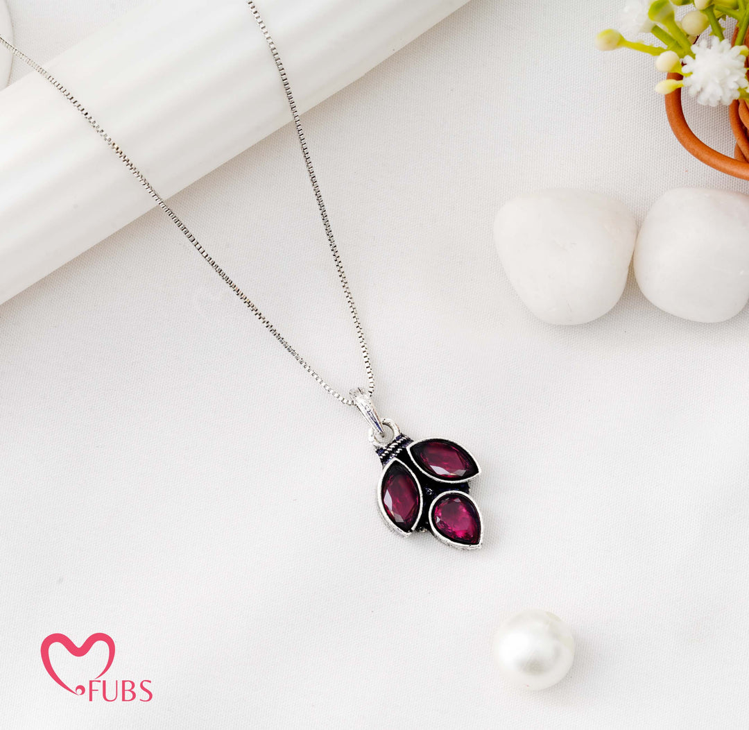 Oxidised Necklace with Teardrop Gemstone Cluster