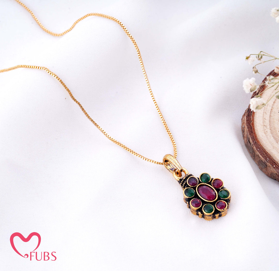 Floral Stone Pendant Chain