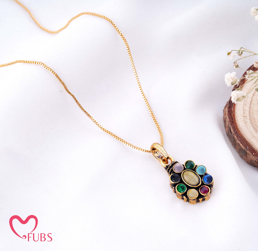 Floral Stone Pendant Chain