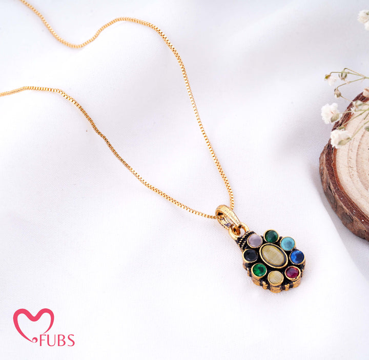 Floral Stone Pendant Chain