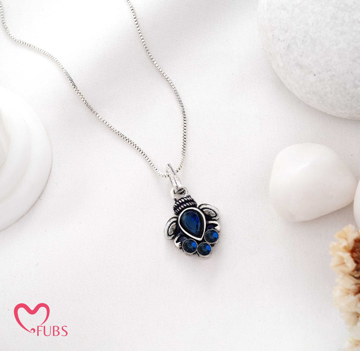 Necklace with Teardrop Floral Gemstone Pendant