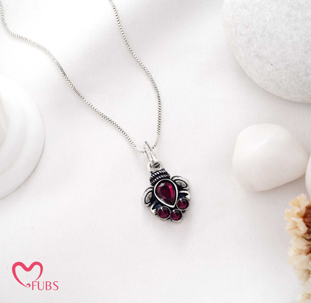 Necklace with Teardrop Floral Gemstone Pendant