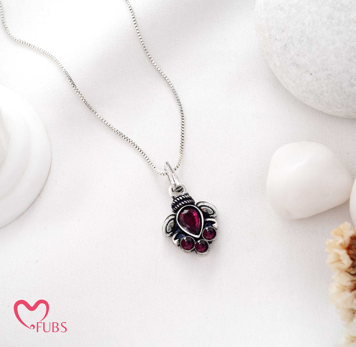 Necklace with Teardrop Floral Gemstone Pendant