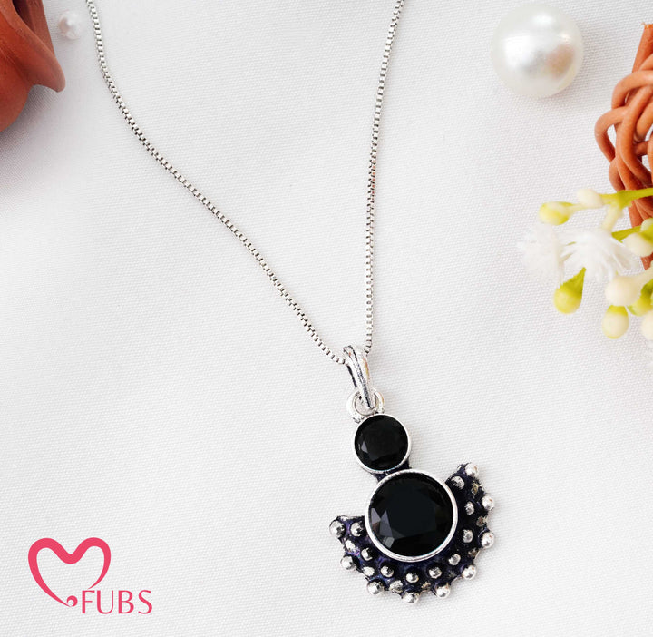 Dual Stone Crescent Gemstone Necklace