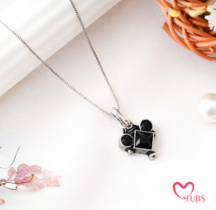 Necklace with Oxidized Square Pendant