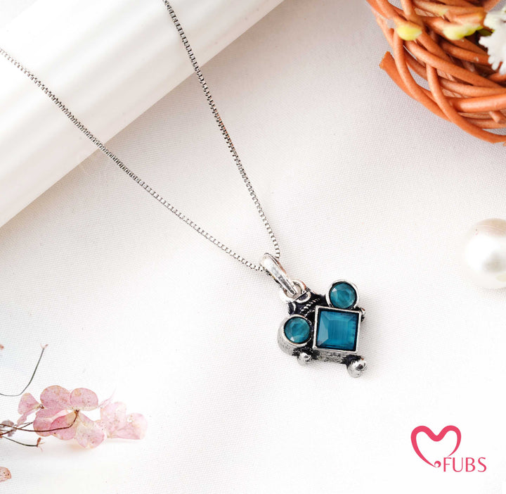 Necklace with Oxidized Square Pendant