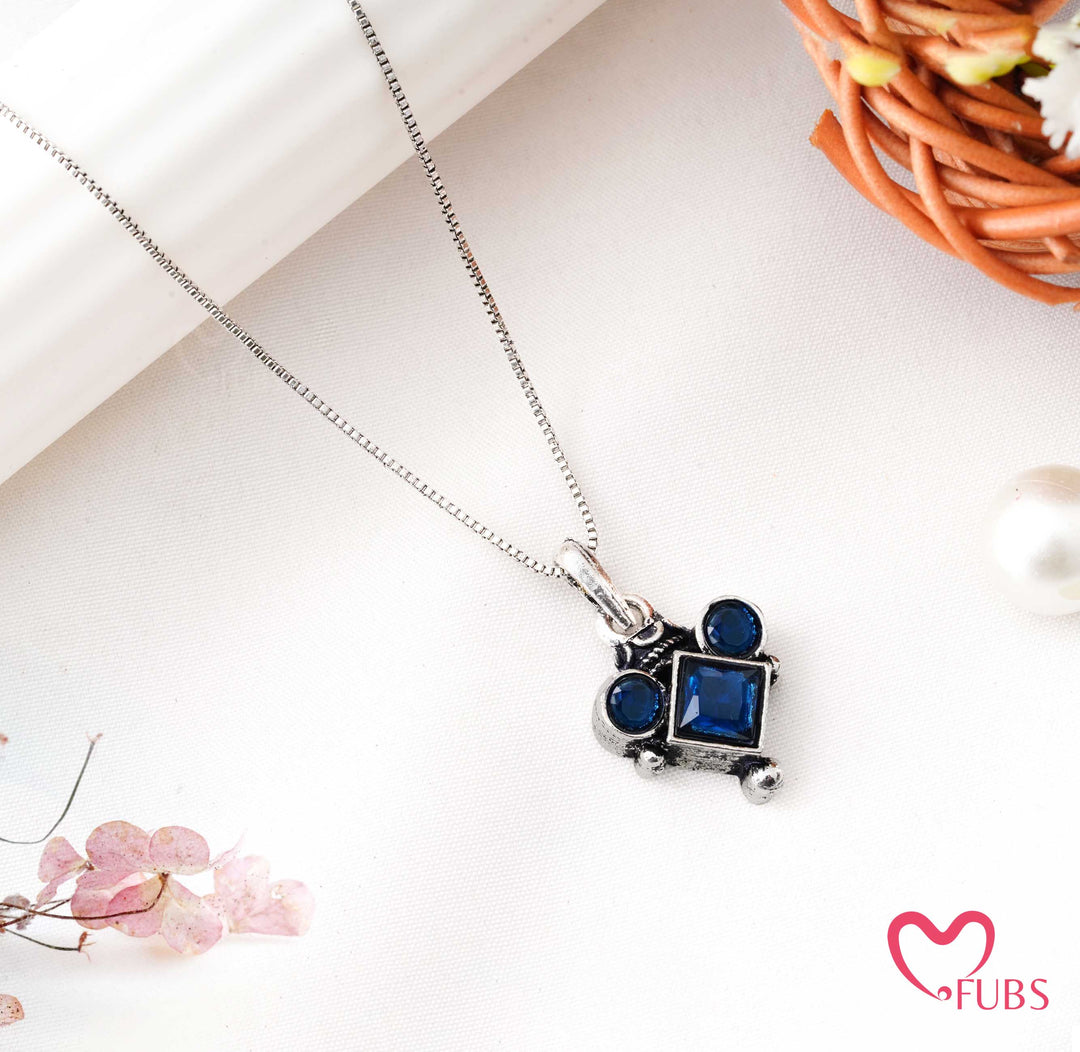 Necklace with Oxidized Square Pendant