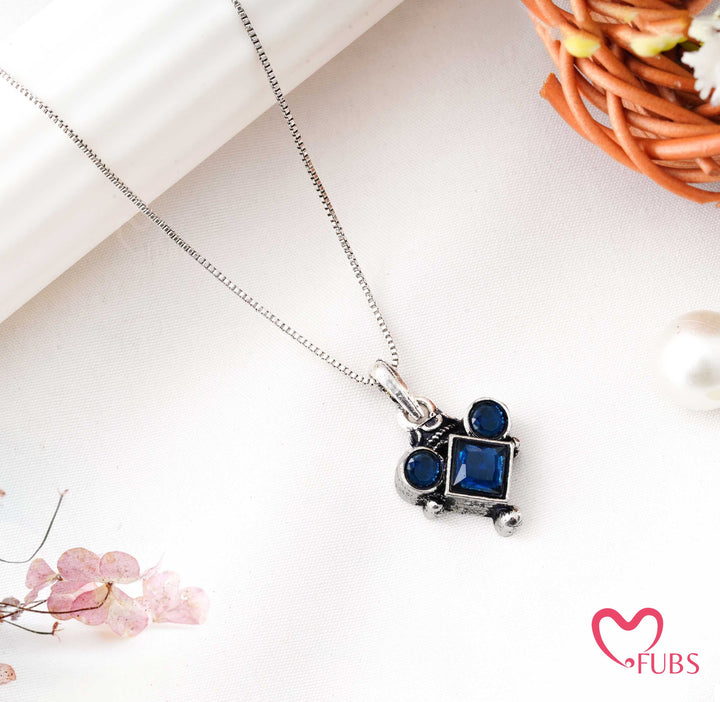 Necklace with Oxidized Square Pendant