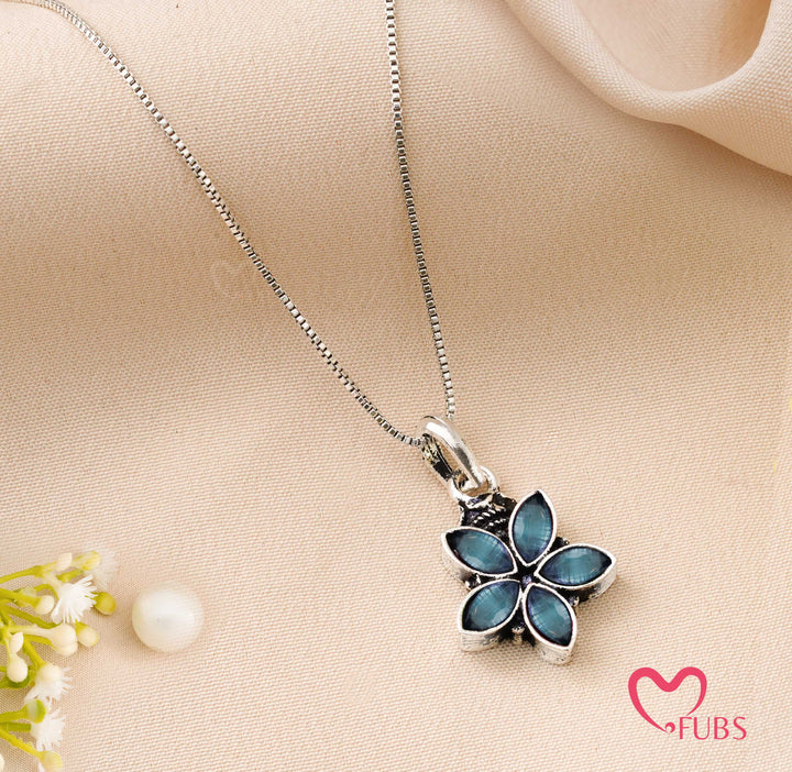 Necklace with Oxidized Flower Pendant