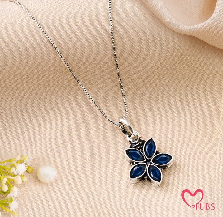 Necklace with Oxidized Flower Pendant