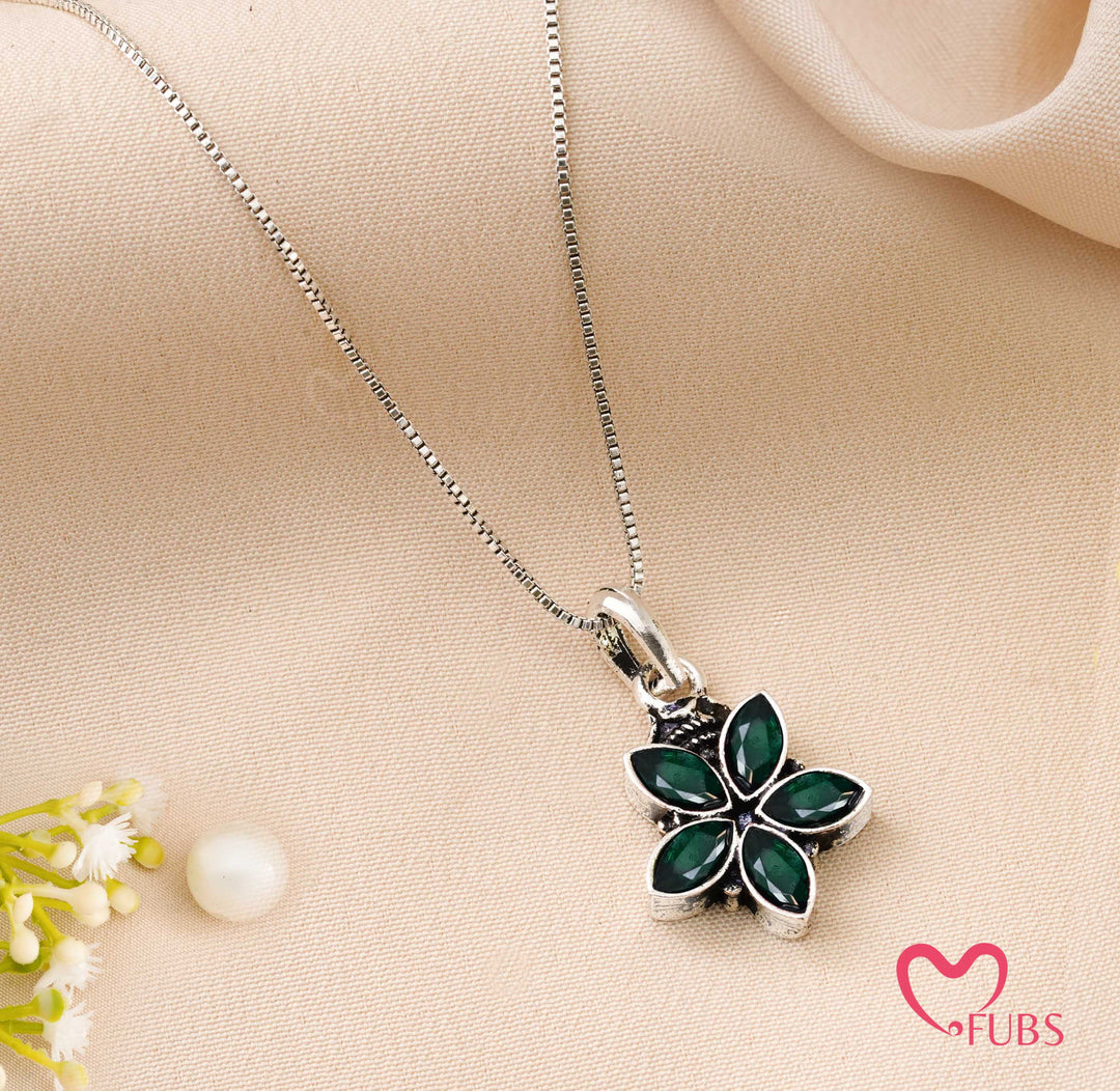Necklace with Oxidized Flower Pendant