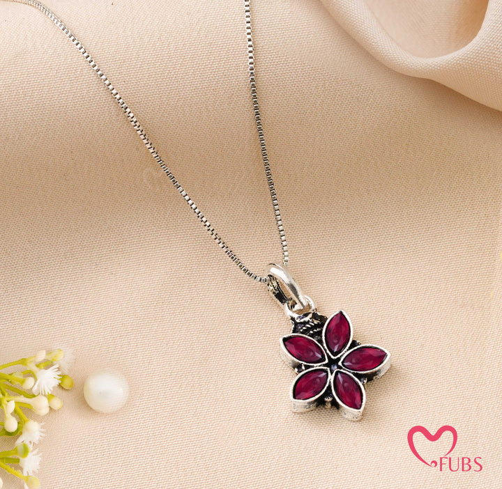 Necklace with Oxidized Flower Pendant