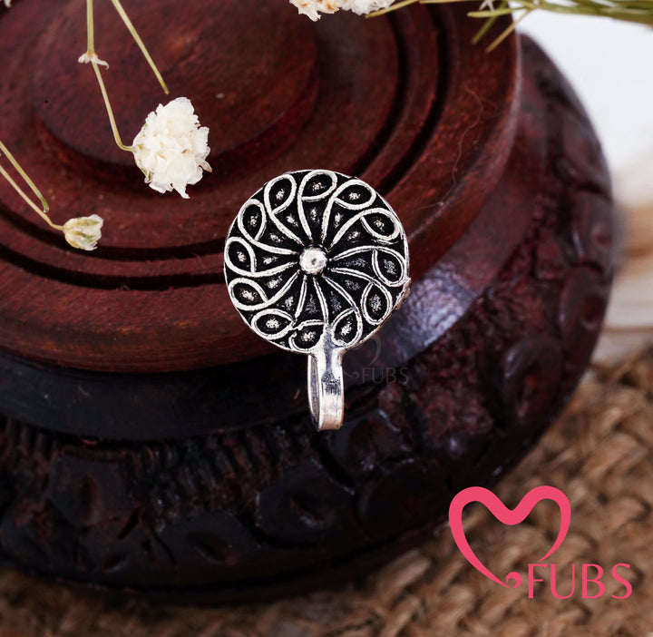 Mandala Swirl Oxidized Nose Ring