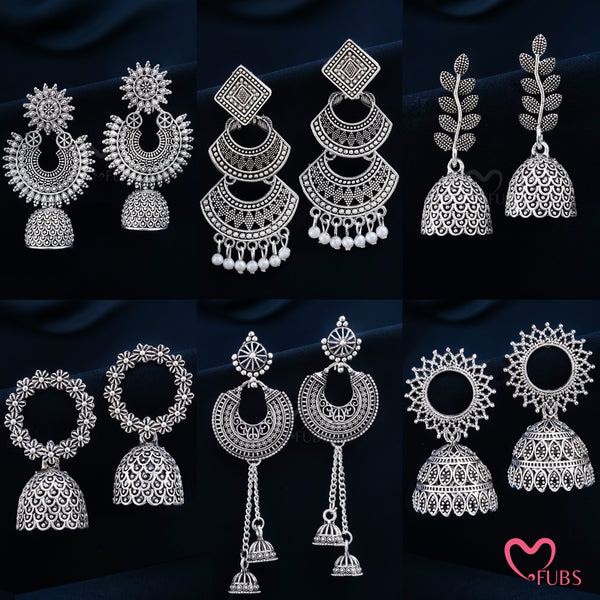 Set of 6 Must-Have Oxidised Jhumkas with 2 FREE Gifts