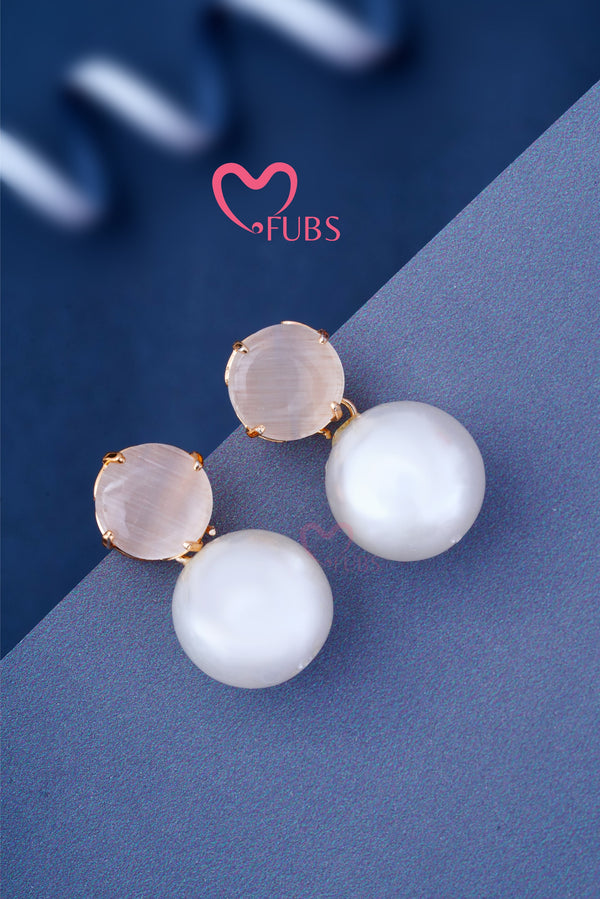 Western Cubic Studded Pearl Earring