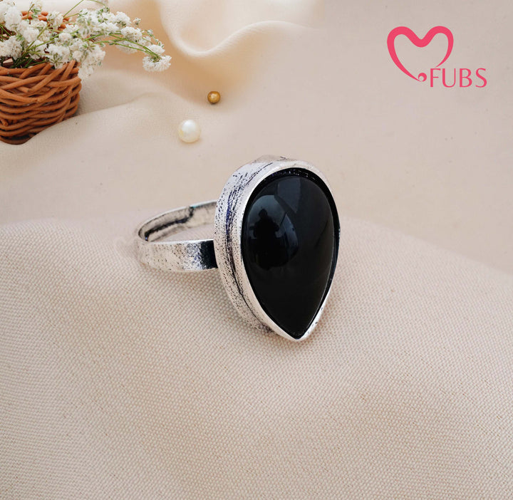 Traditional Oxidised Statement Teardrop Ring