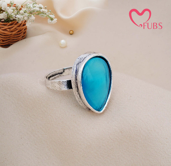 Traditional Oxidised Statement Teardrop Ring