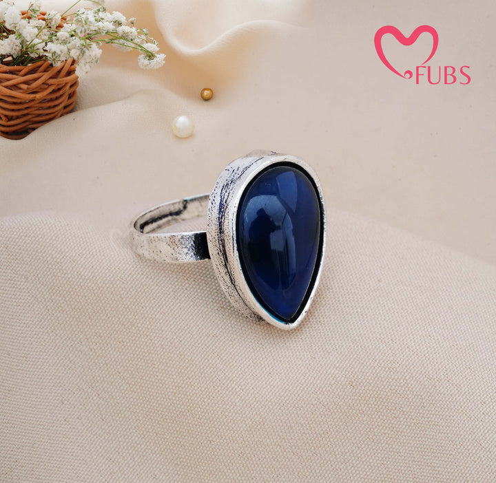 Traditional Oxidised Statement Teardrop Ring