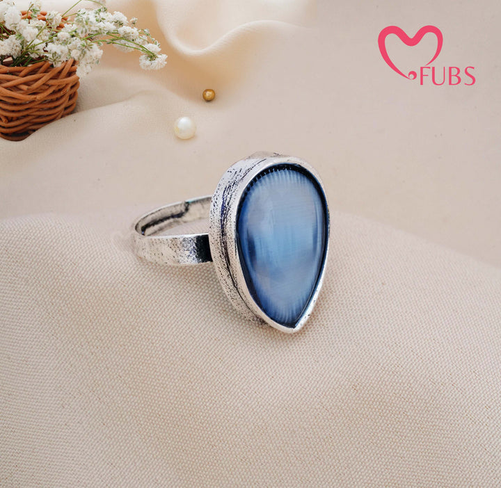 Traditional Oxidised Statement Teardrop Ring