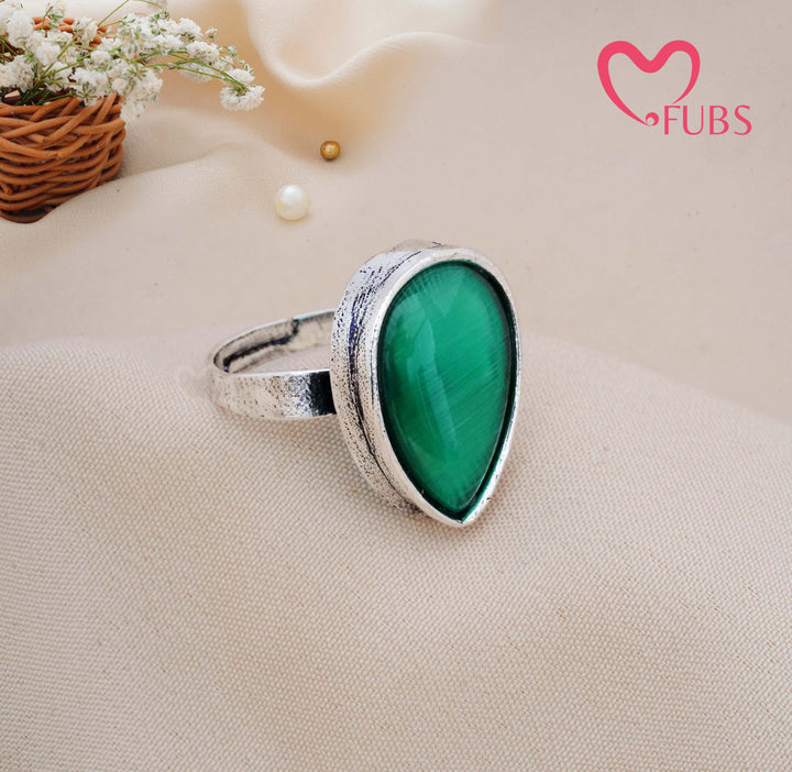 Traditional Oxidised Statement Teardrop Ring