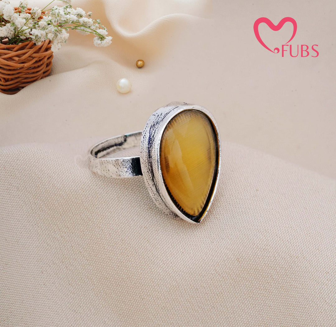 Traditional Oxidised Statement Teardrop Ring