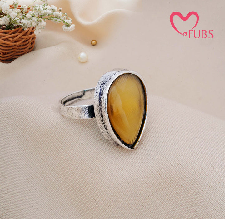 Traditional Oxidised Statement Teardrop Ring