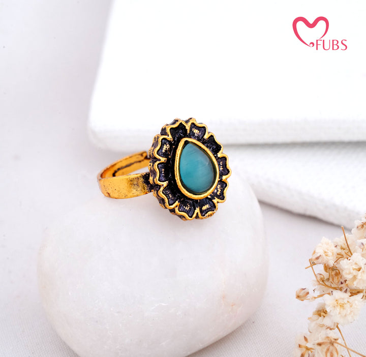 Traditional Antique Finish Floral Statement Ring