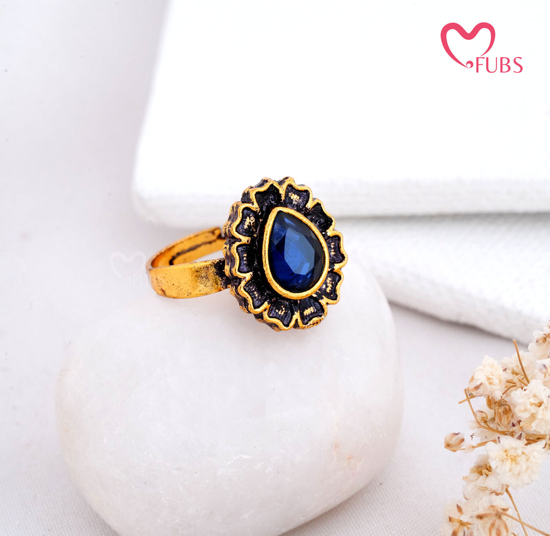 Traditional Antique Finish Floral Statement Ring