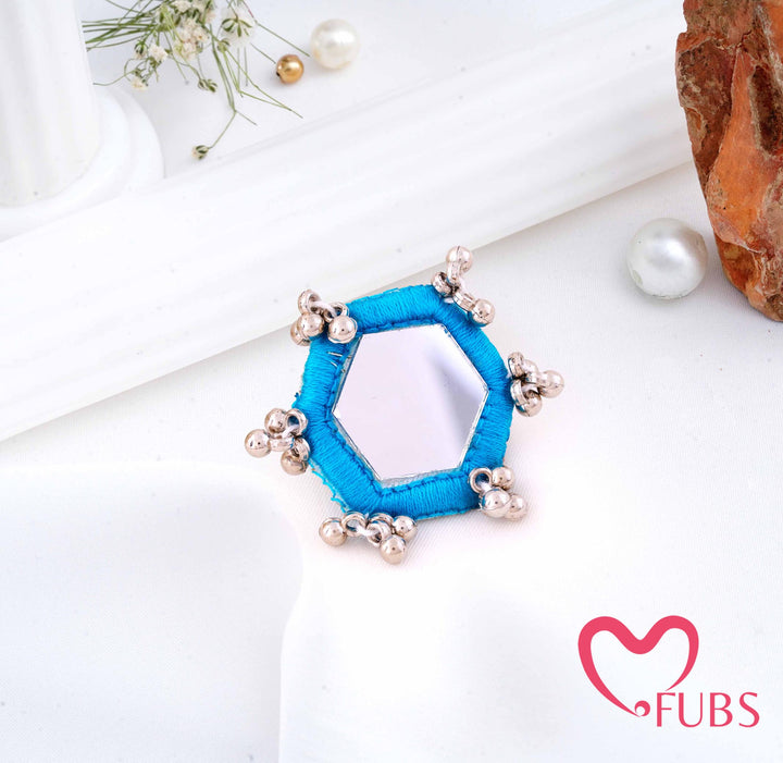 Traditional Hexagon Mirror Work Thread Ghungroo Ring