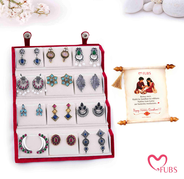 Royal Red Jhumka Box of 12 Earrings with Shahi Sandesh Patra