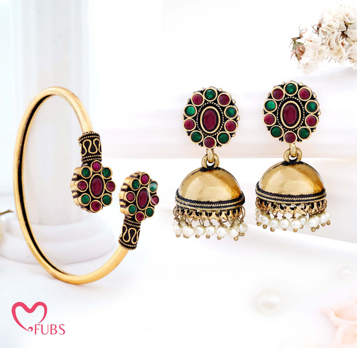 Traditional Jewelry Set – Jhumka Earrings & Bracelet