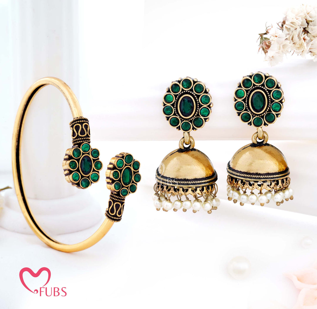 Traditional Jewelry Set – Jhumka Earrings & Bracelet