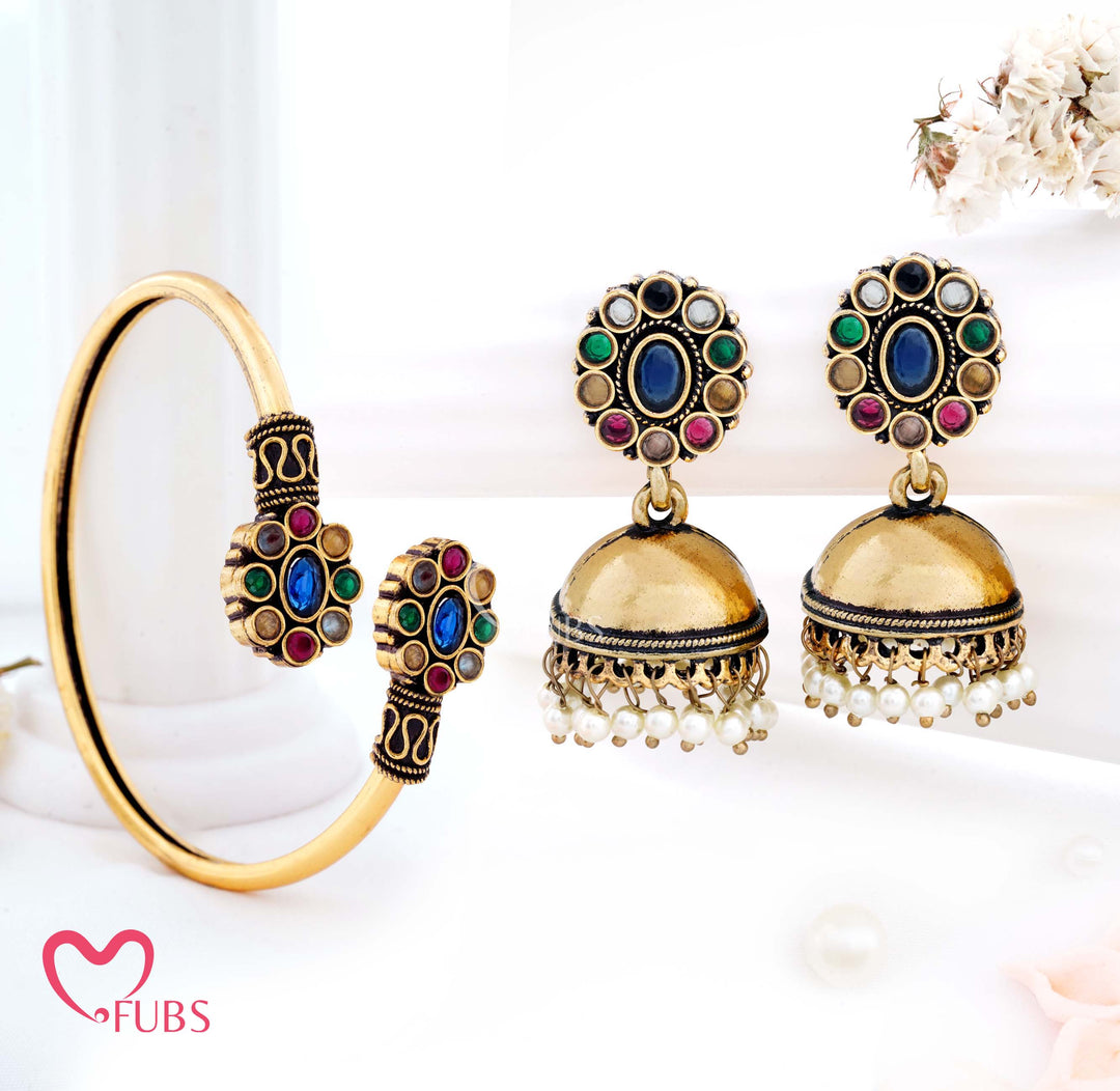 Traditional Jewelry Set – Jhumka Earrings & Bracelet