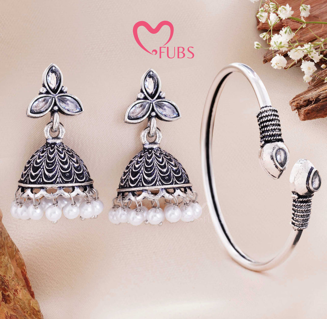 Antique Oxidised Earring & Bracelet Combo