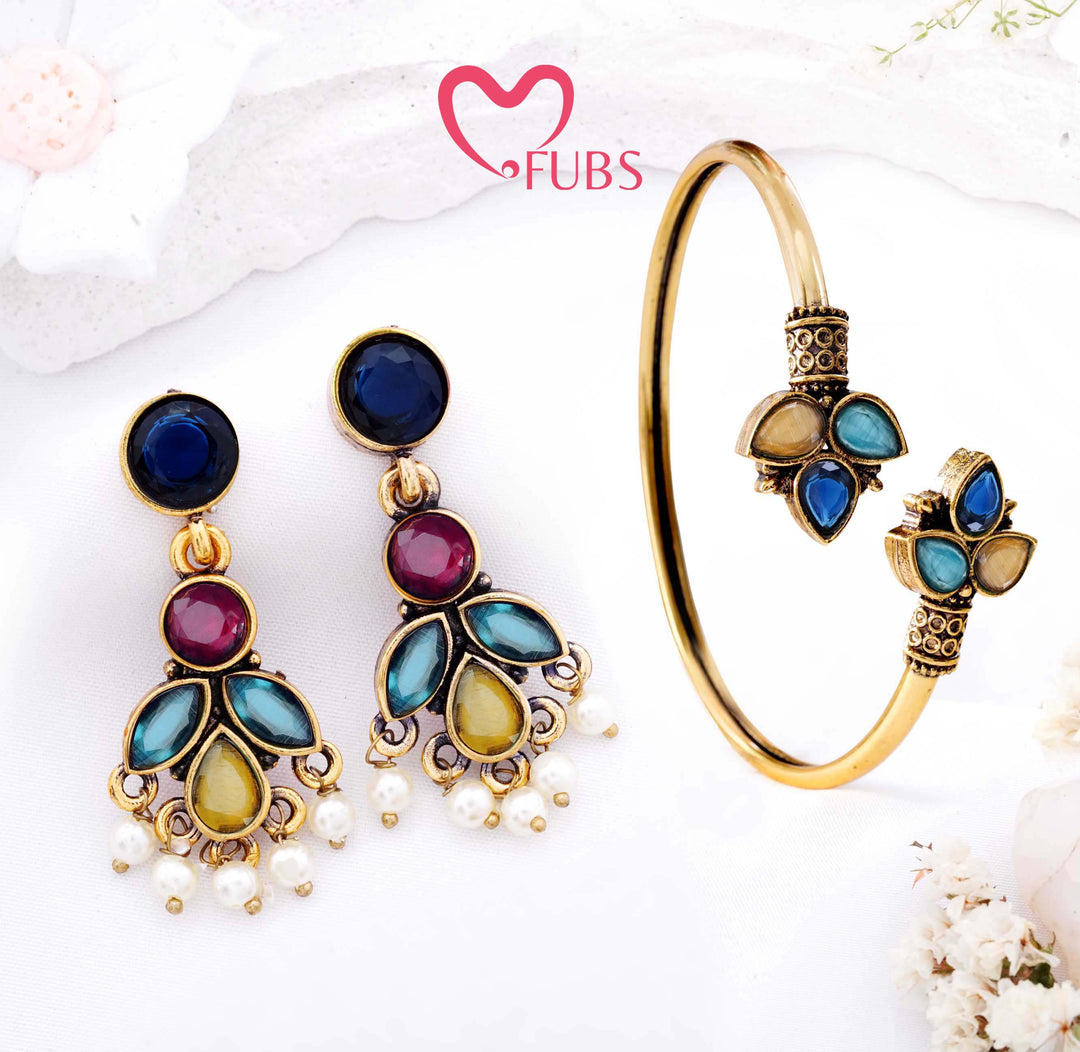 Midnight Blossom Earring Bracelet Combo