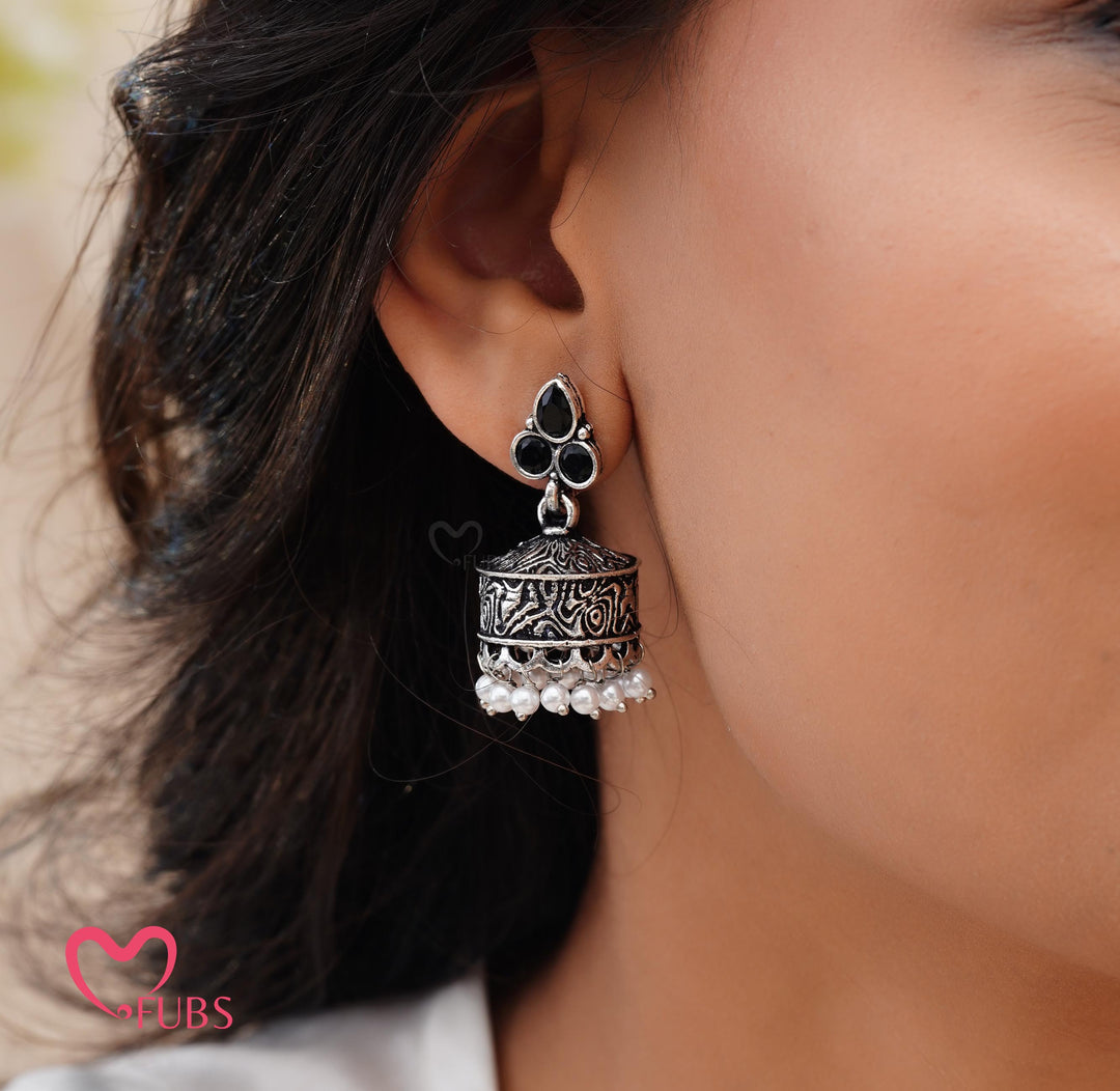 Handcrafted Oxidized Jewelry Combo – Jhumkas & Bracelet