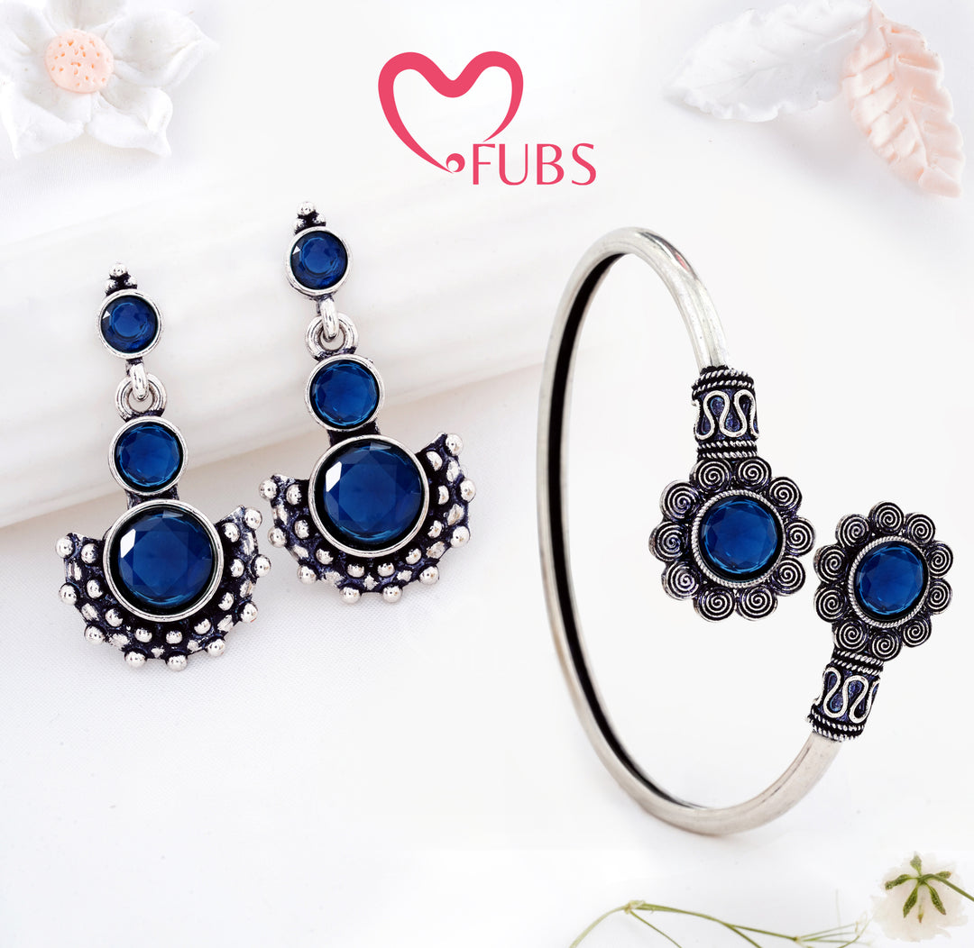 Traditional Oxidized Earring & Bracelet Combo