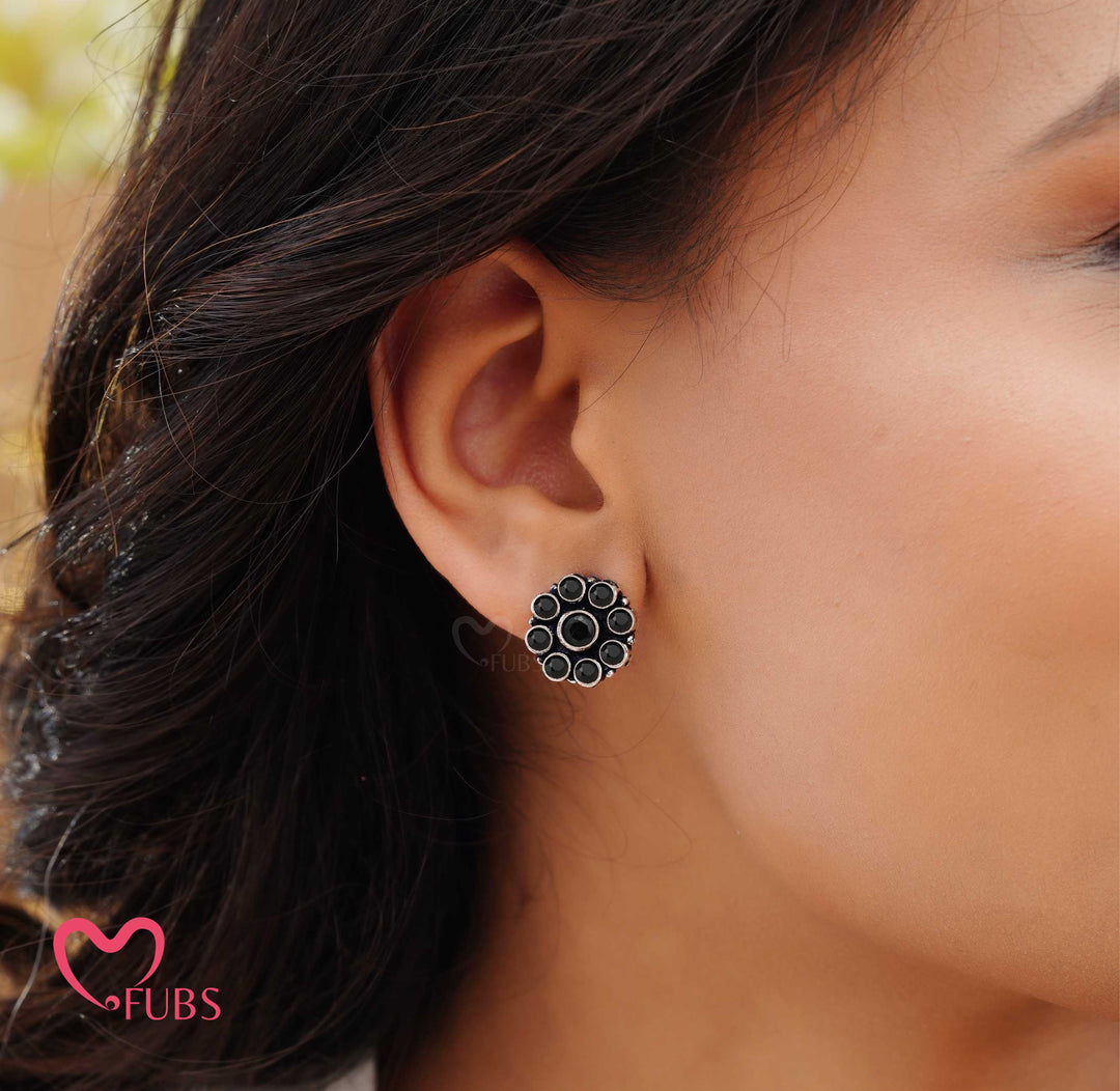 Floral Oxidised Bracelet & Earrings Combo Set