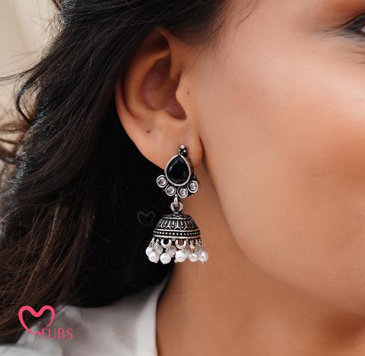 Traditional Teardrop Stone Kada with Jhumka Earrings Set